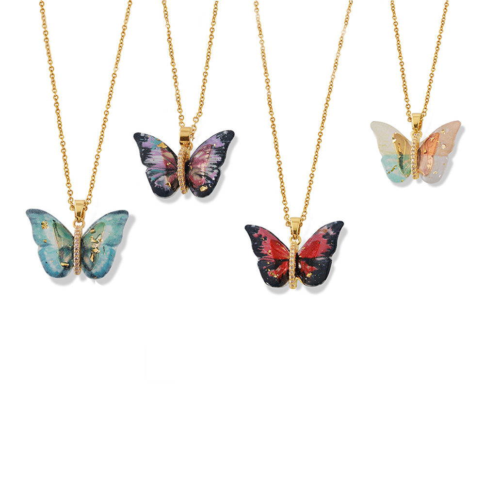 hot sale butterfly multi color Necklace